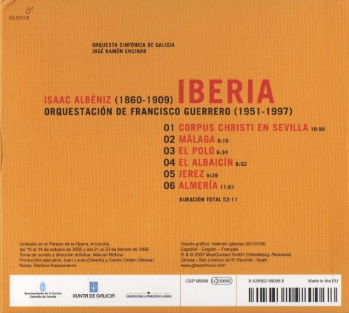 Orquesta Sinfónica de Galicia, José Ramón Encinar - Albéniz: Iberia, suite for orchestra (orchestrated by Guerrero) (2008) CD-Rip