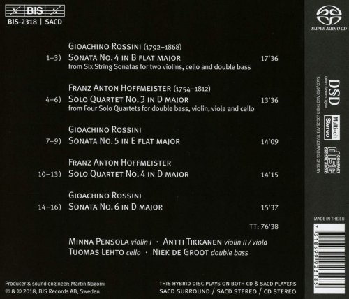 Minna Pensola, Antti Tikkanen, Tuomas Lehto, Niek De Groot - Rossini & Hoffmeister: Quartets with Double Bass, Vol. 2 (2019) [SACD]