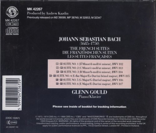 Glenn Gould - J.S. Bach: French Suites (1986)