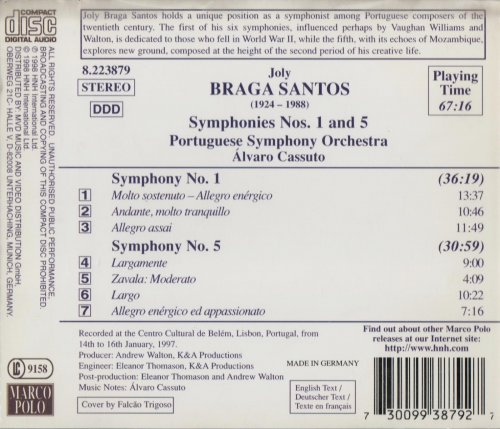 Portuguese Symphony Orchestra, Álvaro Cassuto - Braga Santos: Symphonies Nos. 1 & 5 (1998) CD-Rip
