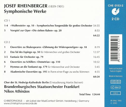 Brandenburgisches Staatsorchester Frankfurt, Nikos Athinäos - Josef Rheinberger: Symphonic Works (2010) CD-Rip