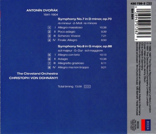 The Cleveland Orchestra, Christoph von Dohnányi - Dvořák: Symphonies 7 & 8 (1991) CD-Rip