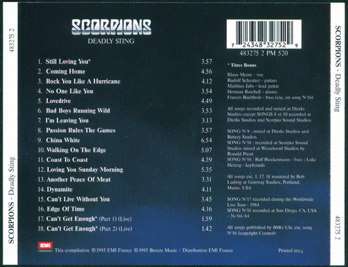 Scorpions - Deadly Sting (1995) CD-Rip