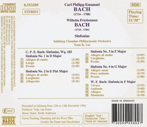 Salzburg Chamber Philharmonic Orchestra, Yoon K. Lee - C.P.E.Bach, W.F.Bach: Sinfonias (1995)