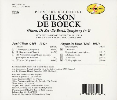 Karl Anton Rickenbacher, BRTN Philharmonic Orchestra Brussels - Gilson, de Boeck: Symphonic Works (1994) CD-Rip