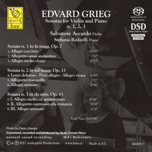 Salvatore Accardo & Stefania Redaelli - Grieg: Sonatas for Violin and Piano No. 1, 2, 3 (2021) [SACD]