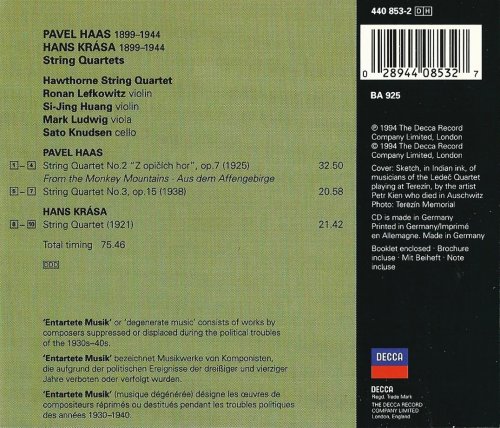 Hawthorne String Quartet - Haas, Krása: String Quartets (1994) CD-Rip