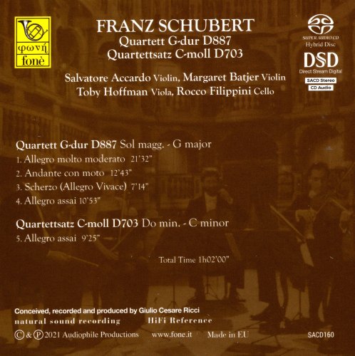 Salvatore Accardo - Schubert: Quartett D887, Quartettsatz D703 (2021) [SACD]