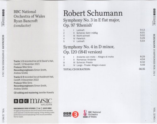 Ryan Bancroft - Schumann: Symphonies Nos. 3 & 4 (2023) [BBC Music Magazine]