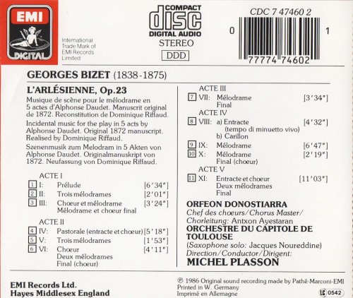 Michel Plasson - Bizet: L'Arlésienne - Incidental Music (1986) CD-Rip