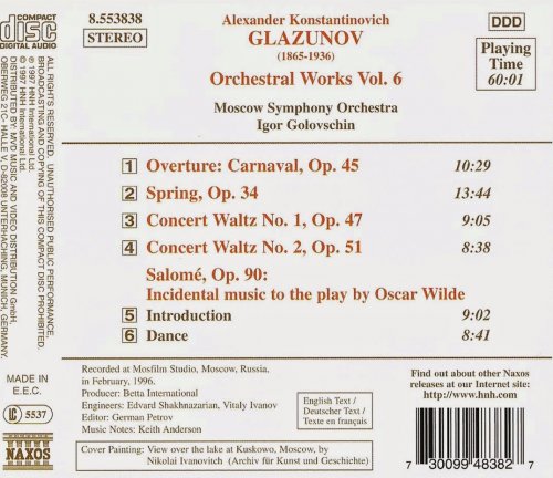 Igor Golovschin, Moscow Symphony Orchestra - Glazunov: Orchestral Works 6 (1997) CD-Rip