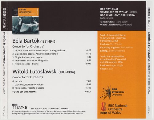 Tadaaki Otaka, Witold Lutoslawski - Bartok, Lutoslawski: Concertos For Orchestra (2007) [BBC Music Magazine]