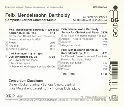 Consortium Classicum - Mendelssohn: Clarinet Chamber Music (2000) CD-Rip