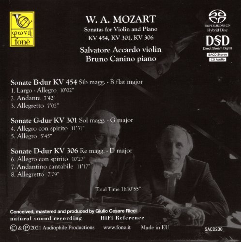 Salvatore Accardo - Mozart: Sonatas for Violin and Piano KV 454, KV 301, KV 306 (2021) [SACD]