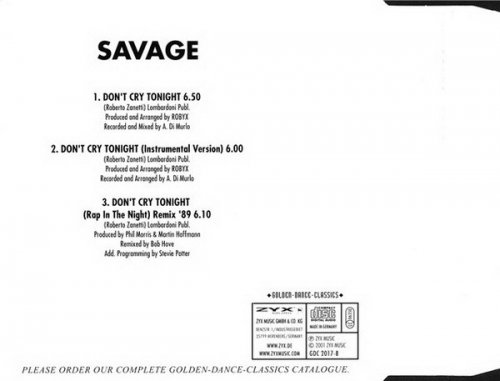 Savage - Don't Cry Tonight [Maxi-Single] (2001) [CD-Rip]