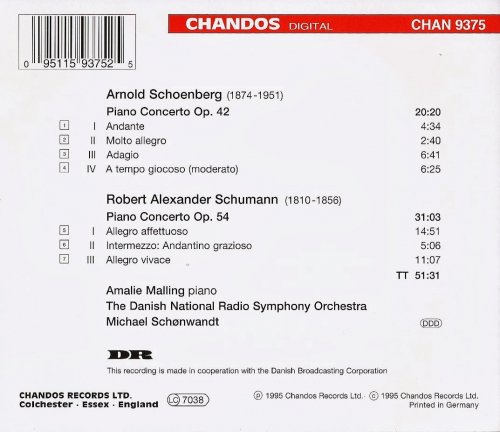 Amalie Malling, Danish National Radio Symphony Orchestra, Michael Schønwandt - Schoenberg, Schumann: Piano Concertos (1995) CD-Rip