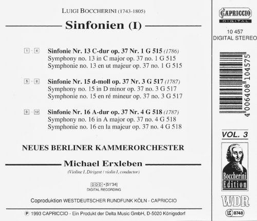 Michael Erxleben - Boccherini: Symphonies, Vol. 1 (1993) CD-Rip