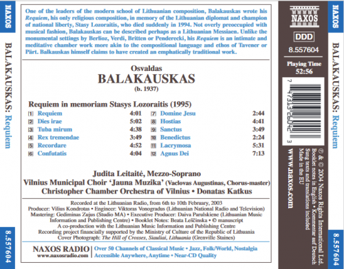 Judita Leitaite, Vilnius Municipal Choir, Christopher Chamber Orchestra of Vilnius, Donatas Katkus - Requiem in Memoriam Stasys Lozoraitis (2004)