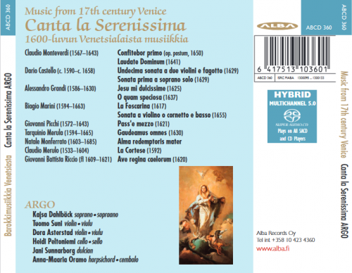 Argo - Canta la Serenissima. Music from 17th century Venice (2013)