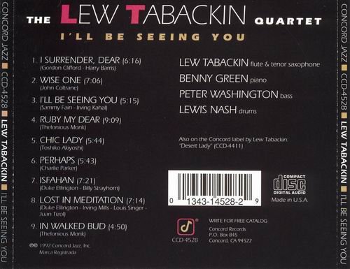 The Lew Tabackin Quartet - I'll Be Seeing You (1992) CD Rip