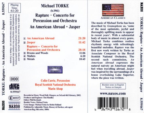 Colin Currie, Royal Scottish National Orchestra, Marin Alsop - Torke: Rapture; An American Abroad; Jasper (2002)