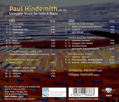 Umberto Aleandri, Filippo Farinelli - Hindemith: Complete Music for Cello and Piano (2024) [Hi-Res]