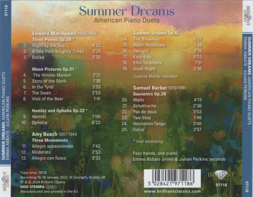 Emma Abbate, Julian Perkins - Summer Dreams: American Piano Duets by Beach, MacDowell & Barber (2024) [Hi-Res]