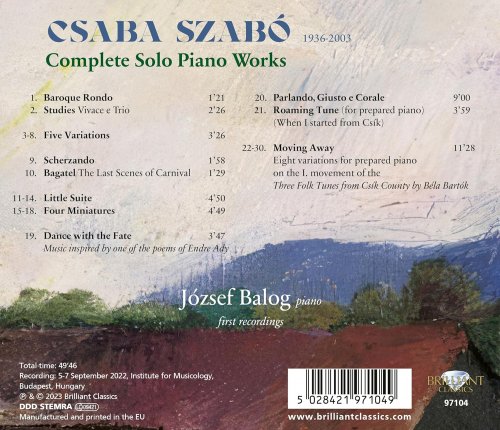 Jozsef Balog - Szabó: Complete Solo Piano Works (2023) [Hi-Res]