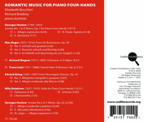 Elizabeth Buccheri, Richard Boldrey - Romantic Music for Piano Four Hands (2009)