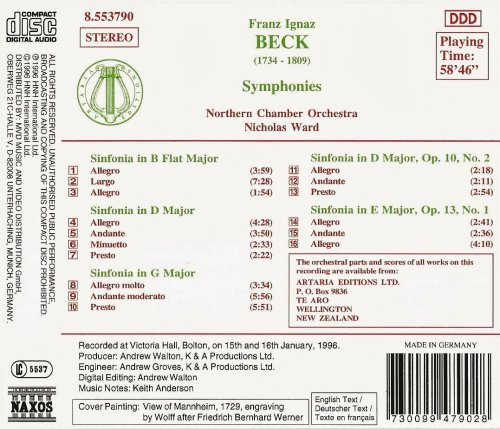 Northern Chamber Orchestra, Nicholas Ward - Franz Ignaz Beck: Symphonies (1996) CD-Rip