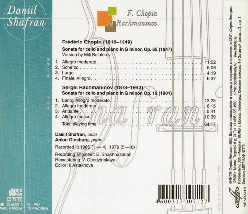 Daniil Shafran, Anton Ginsburg - Chopin, Rachmaninov: Sonatas for Cello and Piano (1996) CD-Rip
