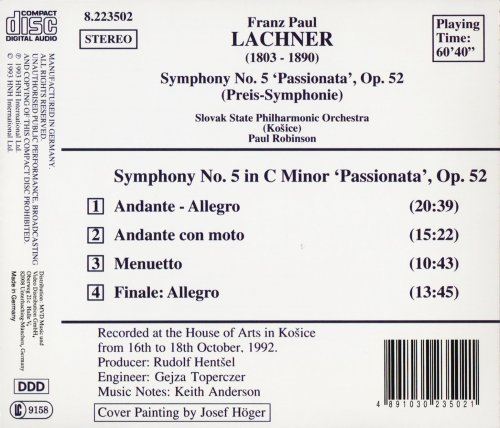 Slovak State Orchestra, Košice Paul Robinson - Lachner: Symphony No. 5 (1993) CD-Rip