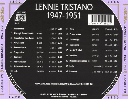 Lennie Tristano - 1947-1951 {The Chronological Classics, 1290} (2003)