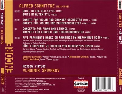 Vladimir Spivakov - Schnittke: Hieronymus Bosch Fragments; Piano Concerto; Sonata for Violin; Suite in the Old Style (2017)