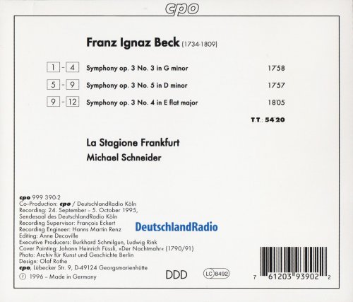 La Stagione Frankfurt, Michael Schneider - Beck: Symphonies op.3 Nos. 3, 5, 4 (1996) CD-Rip
