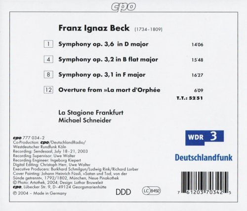 La Stagione Frankfurt, Michael Schneider - Beck: Symphonies op.3 Nos.1, 2, 6 (2004) CD-Rip
