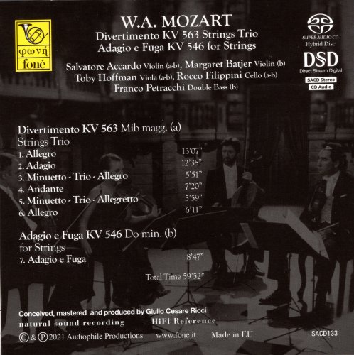 Salvatore Accardo - Mozart: Divertimento KV 563, Adagio e Fuga KV 546 (2021) [SACD]