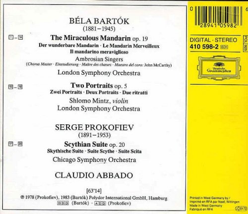 Ambrosian Singers, Shlomo Mintz, Claudio Abbado - Bartok: The Miraculous Mandarin / Prokofiev: 2 Portraits-Scythian Suite (2008)