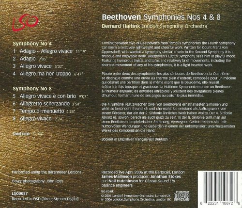 London Symphony Orchestra, Bernard Haitink - Beethoven: Symphonies Nos. 4 & 8 (2006) CD-Rip