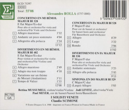 I Solisti Veneti, Claudio Scimone - Rolla: Concerti, Divertimenti, Sinfonia (1988) CD-Rip