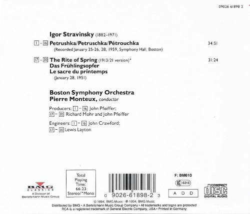 Boston Symphony Orchestra, Pierre Monteux - Stravinsky: Petrushka, The Rite of Spring (1994) CD-Rip