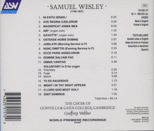 Choir of Gonville & Caius College, Cambridge, Geoffrey Webber - Wesley: Sacred Choral Music (1996)