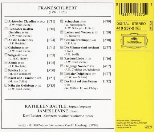 Kathleen Battle - Schubert: Lieder (1988) CD-Rip