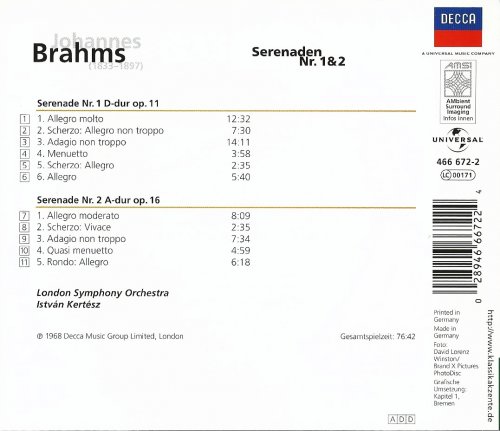 London Symphony Orchestra, István Kertész - Brahms: Serenades No. 1 & 2 (2007) CD-Rip