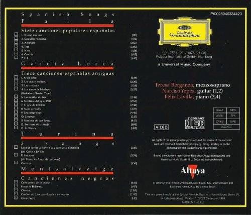 Teresa Berganza - Falla, Garcia Lorca, Turina, Montsalvatge: Canciones espanolas (1999) CD-Rip