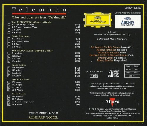 Musica Antiqua Köln, Reinhard Goebel - Telemann: Musica para banquetes (1999) CD-Rip