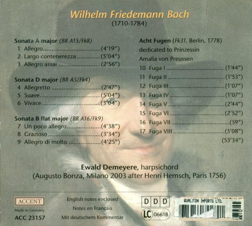 Ewald Demeyere - W.F. Bach: Keyboard Sonatas, F. 4, 8 and 9 & 8 Fugues (2004)