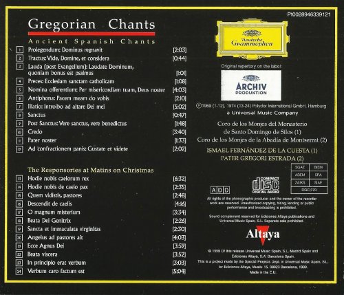 Ismael Férnandez de la Cuesta, Pater Gregori Estrada - Gregorian Chants (1999) CD-Rip