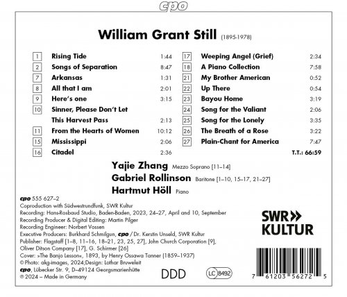 Hartmut Höll, Yajie Zhang - William Grant-Still: Songs · Piano Music (2024) [Hi-Res]