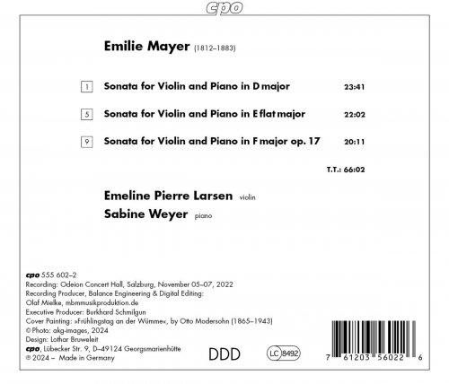 Emeline Pierre Larsen, Sabine Weyer - Emilie Mayer: Three Violin Sonatas (2024) [Hi-Res]